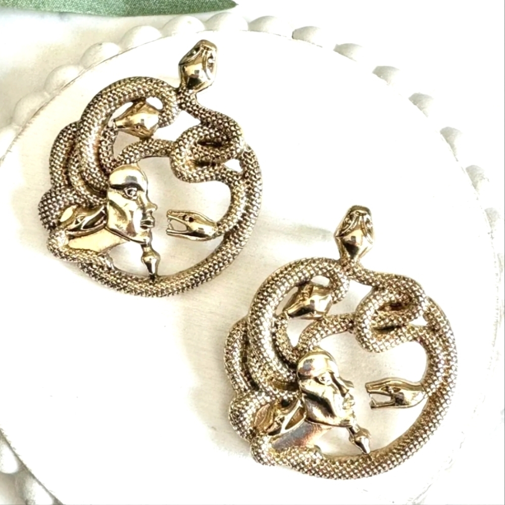 Medusa Snake Head Oversized Earrings NWT